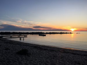 Hasle Bystrand efter solnedgang